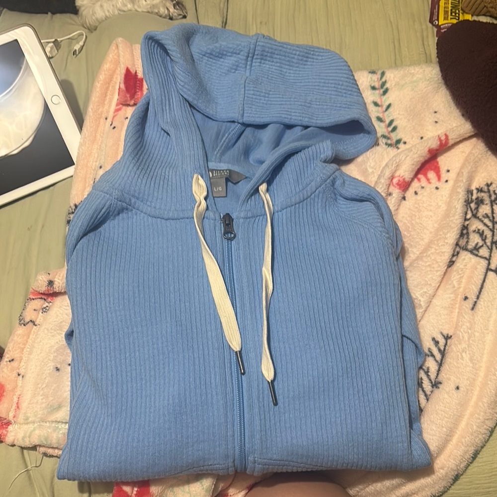 Light Blue Zip-Up Sweater